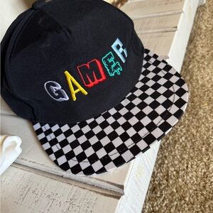 Black Gamer Cap with Checkered Brim